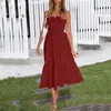 Robes décontractées Robe de couleur Top Une épaule Solide Dames Petite Maxi Femme