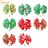 Hair Accessories 9 Pcs/lot Christmas Printed Ribbon 3" Bows Barrette 2024 Trendy European DIY For Women Clip