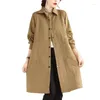 Dames Trenchcoats 2024 Herfst/Winter Dunne Stijl Katoenen Jas Middelbare Leeftijd Wear Art Retro Grote Maat Los Halflang Lichtgewicht Jas Z3774