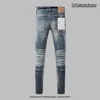 Purple Jeans Premium Designer Men's Denim med avancerad kvalitet, vintage tvätt, nödställd, bläck splatter, gata-chic enkelhet, rakben casual byxor.