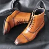 Stiefel 2024 Herren Winter Warme Männer Schnüren Vielseitige Männliche Lederschuhe Business Ankle Boot Schuhe Große Größe 39-47