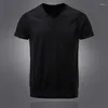 T-shirts pour hommes Tendance personnalisée Lâche Col V T-shirt à manches courtes Mode Couleur Solide Casual Tops d'été Hip Hop Streetwear pour homme