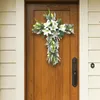 Dekorativa blommor Easter Cross Lily Wreath Hanging Decoration Spring Simulation Flower For Engineway Accessory Multifunktionell Hållbar