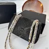 Women Designer Shoulder Bag Bling Bling Full Diamonds Gold/Silver Hardware Matelasse Chain Classic Flap 22.5x14cm Shiny Evening Bags Cross Body Handbag Luxury Purse