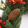 Decorative Flowers Christmas Hanging Decorations With Spruce Pine Cones Berry Ball 40CM Garlands Realistic PVC Light Up For Indoor Outdoor