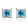 Retro Sapphire Stud örhängen europeiska amerikanska modekvinnor S925 Silver Micro Set Zircon Square örhängen Bröllopsfest örhängen smycken Valentins dag present SPC