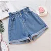 Kvinnors shorts 2021 Summer High midja denim Shorts Women Casual Loose Ladies Fashion Roll Up Hem Elastic Midje Jeans Kvinna Plus Size S-5XLL240119