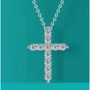 Gioielli di moda Brillante a forma di croce Collana di diamanti Moissanite Vero argento sterling 925 Vvs d Colore per le donne Miglior regalo