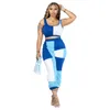 Dwuczęściowe spodnie damskie swobodne mody blokowane kolorowo fragmenty jogger garnitur 2024 Summer Women Slim Passing Top Suits Y2K