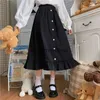 Saias japonesas kawaii menina cintura alta slim folha de lótus balanço saia feminina primavera 2023 nova moda casual todos os jogos gótico lolita saiaephemeralew