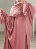 Ropa étnica Eid Bufanda Vestido musulmán para mujeres 2 piezas Oración Vestidos largos Marruecos Ramadán Jilbab Abayas Kaftan Dubai Árabe Robe