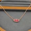 Designer Kendras scotts Neclace Jewelry Instagram Minimalist Oval Red Glass Pendant Short Necklace Neck Chain Collarbone Chain