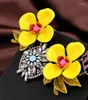 초커 골드 컬러 두꺼운 체인 보헤미아 여성 액세서리 여름 잎 에나멜 노란색 꽃 초크 목걸이