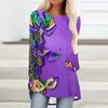 Women's T Shirts Mardi Sweatshirt For Women Carnival Long Sleeve Tunic Fashion Round Shirt Athletic 2 Thin