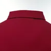 2023 Autumn Fashion Men Solid Color Casual Polo Shirt Lång ärm 100 polyesterkontrast Plaid Trim Collared Shirts för 240118