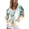 Dames Hoodies 2024 Herfst 3 D Digitaal Afdrukken Rits Sweatshirts Koreaanse Mode Alle Match Uitloper Jassen Y2k Kleding Tops