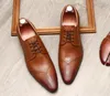 Genuine Designer Dress Men Leather Business Casual Shoes European Version Lace-up Breathable Pointed Toes Office & Caree 2191