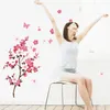 Wall Stickers Muursticker Room Peach Blossom Flower Butterfly Diy Modern Art Decals Home Decoration QW