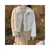 Frauen Pelz Faux Synthetische Damen Weiß Fuchs Mantel Mode Süße Kurze Dicke Warme Elegante Vintage Jacke Mäntel Frauen Mujeres Kaninchen Drop Dh5Vu