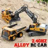 Barn 24G fjärrkontroll grävmaskin RC Model bilt leksaker dumpar lastbil bulldozer teknik fordon jul födelsedagspresent 240118