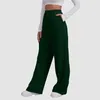 Calças femininas Mulheres Sweatpants Cintura Alta Perna Larga Lã Forrada Fundo Reto All-Math Plain Fitness Corredores Básicos