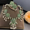 Extravagant Green Rhinestone Pearl Necklace Earrings Advanced Women's Wedding Banquet Evening Dress The Best Accessory