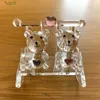芸術と工芸品のクリスタルカップルのクマの具体的なガラス動物熊車飾り装飾ホームテーブル装飾愛好家のためのバレンタインデーギフトYQ240119