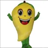 Costume da mascotte mango giallo Vestito da festa operato da Halloween Vestito da personaggio dei cartoni animati Vestito da carnevale per adulti Taglia Compleanno Vestito da esterno