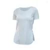 Yoga Outfits Women Short Sleeve Shirt Hem Split T-shirt Outdoor Training Dance Running Quick-drying Breathable Leisure Fitness Tee