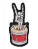 Rock The Drums Skeleton Horns Patch Musikinstrumente, bestickter Aufnäher zum Aufbügeln oder Aufnähen, 175325 Zoll 9050258