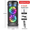 Speakers High Power Dual Horn LED Color Flash Party DJ Sound Box Outdoor Portable Karaoke Bluetooth Speaker With Microphone Caixa De Som