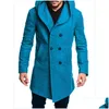 Men'S Wool & Blends Fashion-Mens Wool Coat Autumn Winter Mens Long Trench Cotton Casual Woollen Men Overcoat Coats And Jackets Drop De Dhcoz