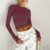 Designerkläder Kvinnor Tshirt Dressautumn Kvinnor Solid Color Round Neck Bottom Style Slim Fit Långärmad topp för kvinnor