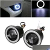 Car Badges 1Pc 3.5 Angel Eyes Led Fog Light Suv Universal White Driving Head Lamp 12V Drop Delivery Automobiles Motorcycles Exterior A Dhwym