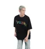 Brev tryckt gata casual mode kortärmad t-shirt för män kvinnor lösa och överdimensionerade tshirts