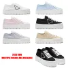 Double Wheel nylon gabardine sneakers Platform Thick Sole Casual Shoes Designer Classic CanvasSolid Color Non-slip lace up
