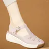 Dress Shoes Fashion Sneakers Women Back Strap Genuine Leather Wedges Gladiator Sandals Female Summer Round Toe Platform Pumps Casual