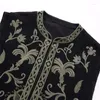 Damenwesten Schwarze bestickte Weste für Frauen Vintage abgeschnittene ärmellose Jacke Frau Herbst Strickjacke Weste Boho Kurzmäntel