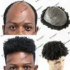 Afro Men's 6mm 8mm 10mm 100% Human Hair Capillary Prosthesis Hair Replacement System 360 Weaves Full Skin 130Density Toupee