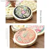 2PCS Mirrors DIY Mini Round Makeup Mirror Embroidery Mirror Handcraft Needlework Cross Stitch Kit Double-Sided Mirror Material Package
