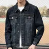 Single Breasted Coat Korean Style Mens Denim Jacket with Multi Pockets Singlebreasted Cardigan for Spring Fall Long Sleeves 240118