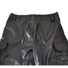 Men's Shorts 2024 Pu Leather Pants Solid Color Big Pocket Double Zipper Decoration Punk Casual Sexy Lederhosen