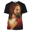 Homens camisetas Deus religioso manga curta 3D impressão camisa homens mulheres todos os dias cosplay harajuku streetwear