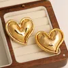 Stud Earrings Puffy Large Heart For Women Minimalist Gold Plated Chunky Love Christmas Valentine Jewelry Gift