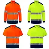 Herrpolos ansi klass 2 hi vis tröjor gula marinen långärmad reflekterande polo skjorta säkerhetsarbete för konstruktionsmän