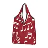 Bolsas de compras Notas musicales divertidas Tote Bolsa de compras de hombro colorida portátil para comestibles