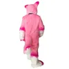 Costume da mascotte cane Husky Fursuit rosa Vestito da festa operato da Halloween Vestito da personaggio dei cartoni animati Vestito da carnevale per adulti Taglia Compleanno Vestito da esterno