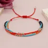 Bracelet de perles multicouches en cristal arc-en-ciel, original, tricoté à la main, bohémien, marée réglable, perle de riz Simple