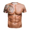 Taille Tummy Shaper Hommes T-shirt Été Funny Body Six-Pack Abs Muscle T-shirt Camisetas Hombre 3D Imprimer Faux Manches Courtes Fitness Dhtxs