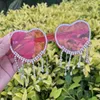 Sunglasses Sexy Heart Diamond Women 2024 Shiny Crystal Tassel Sun Glasses Fashion Female Candy Color Rhinestones Party Eyewear